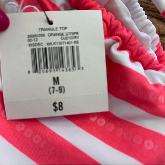 OP NWT striped coral and white stripes with sequin-like print - Picture 11 of 12